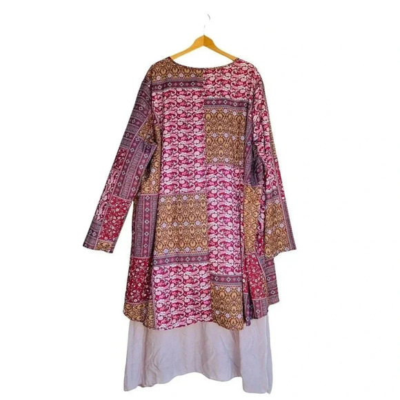 CELLABIE Plus 3XL Layered Paisley Floral Graphic Patchwork Long Maxi Dress - Picture 2 of 2